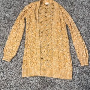 Women's Yellow Open Knit Sweater